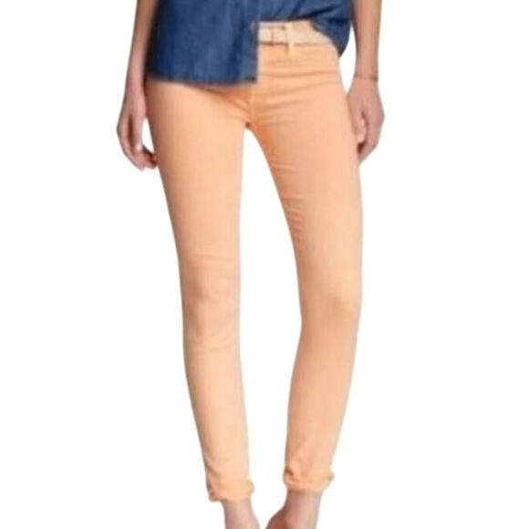 Hudson Nico Mid Rise Super Skinny Peach Orange Cotton Blend Pants Sz 2 28" Waist - Picture 1 of 7